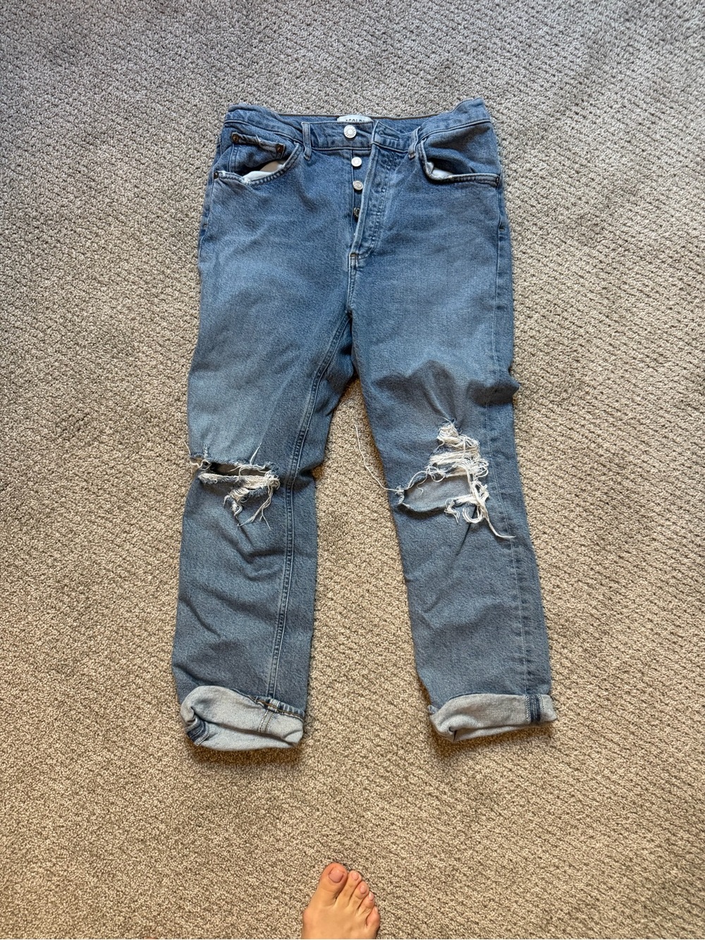 Agolde Women’s Distressed Blue Relaxed Jeans